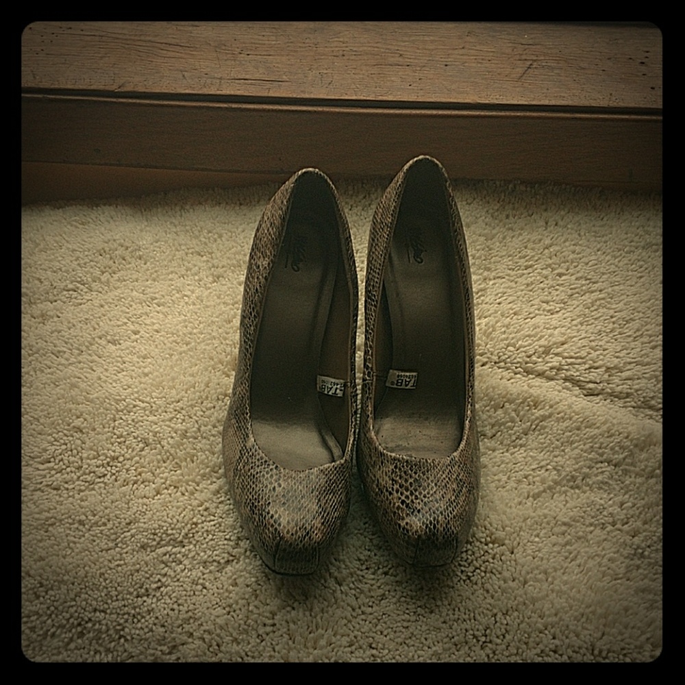 Faux snake skin heels